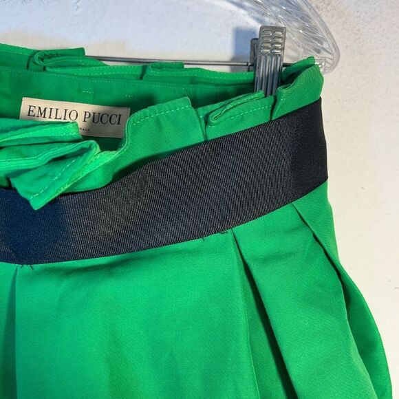 Emilio Pucci ladies midi skirt Kelly green black 8 pleated elegant modest - Picture 4 of 16